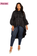 Load image into Gallery viewer, SEXY CLASSY POPLIN HI-LO PEPLUM BLOUSE
