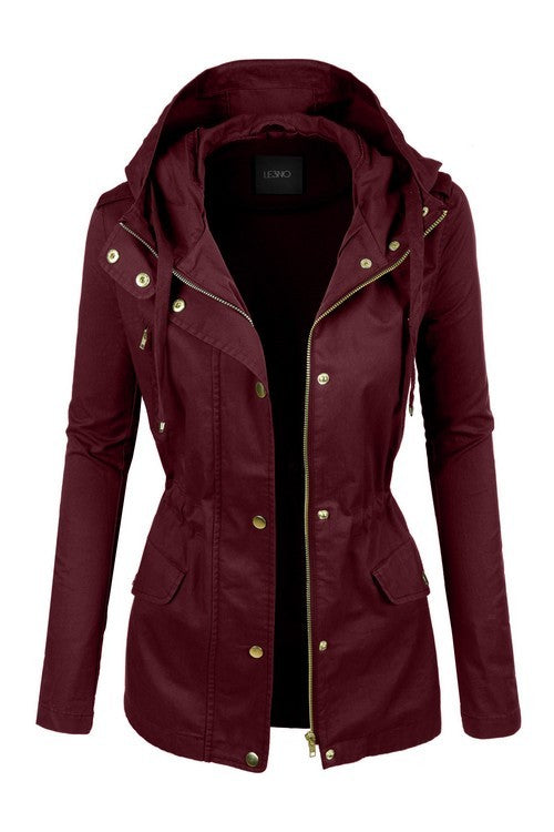 military anorak Jacket with hoodie